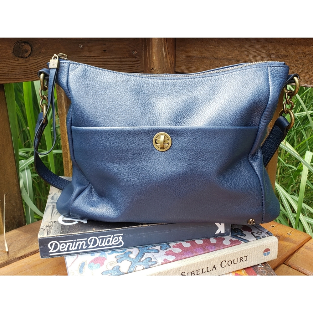 Elliot Lucca Blue Jean Leather Hobo Bag